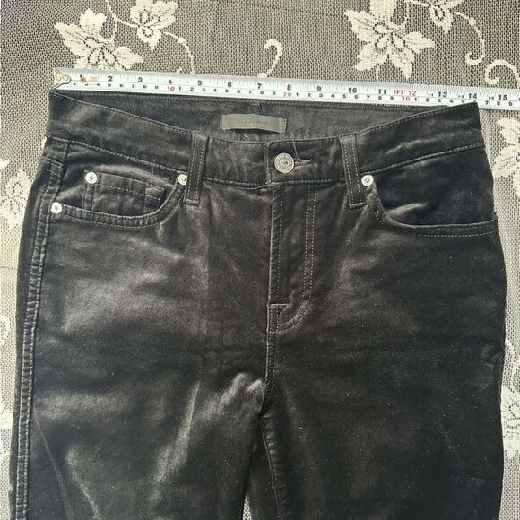 7 For All Mankind Eddie  Straight Crop Black Velvet Jean - Picture 10 of 13